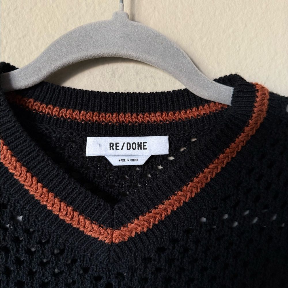 Re/Done Crochet Mesh Black Vest Sweater  Size S - Picture 9 of 9